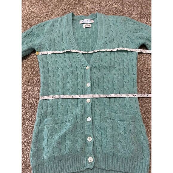 Isle of Skye Women Scotland Made Pure Cashmere Blue cardigan sweater fit sz S - Picture 8 of 11